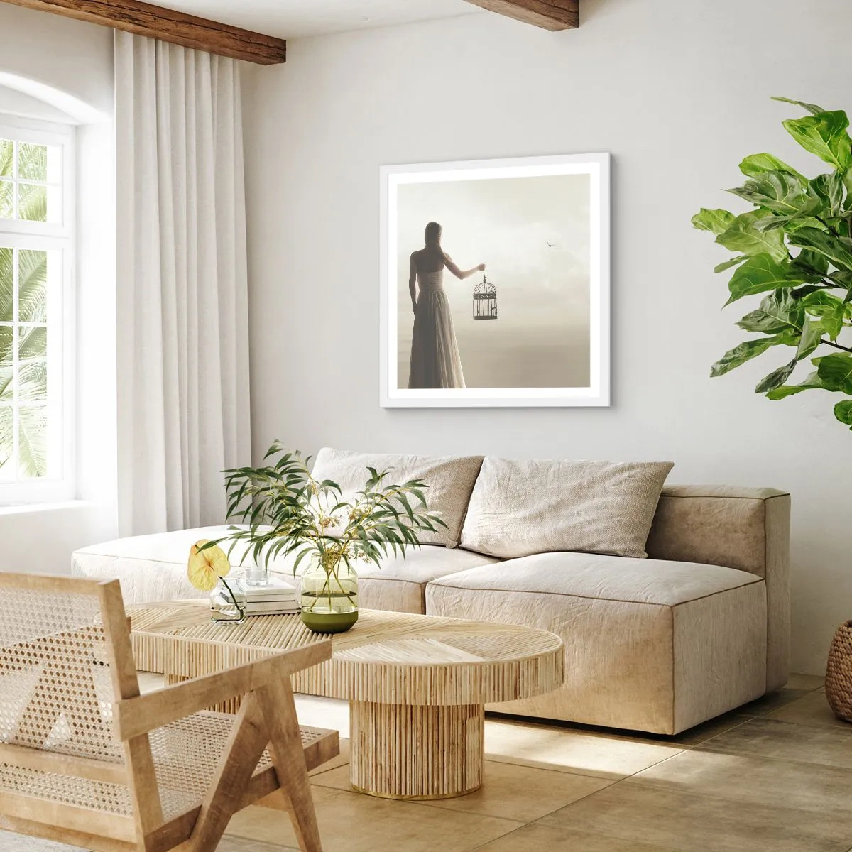 Pôster em moldura branca - Seja livre - 50x50 cm