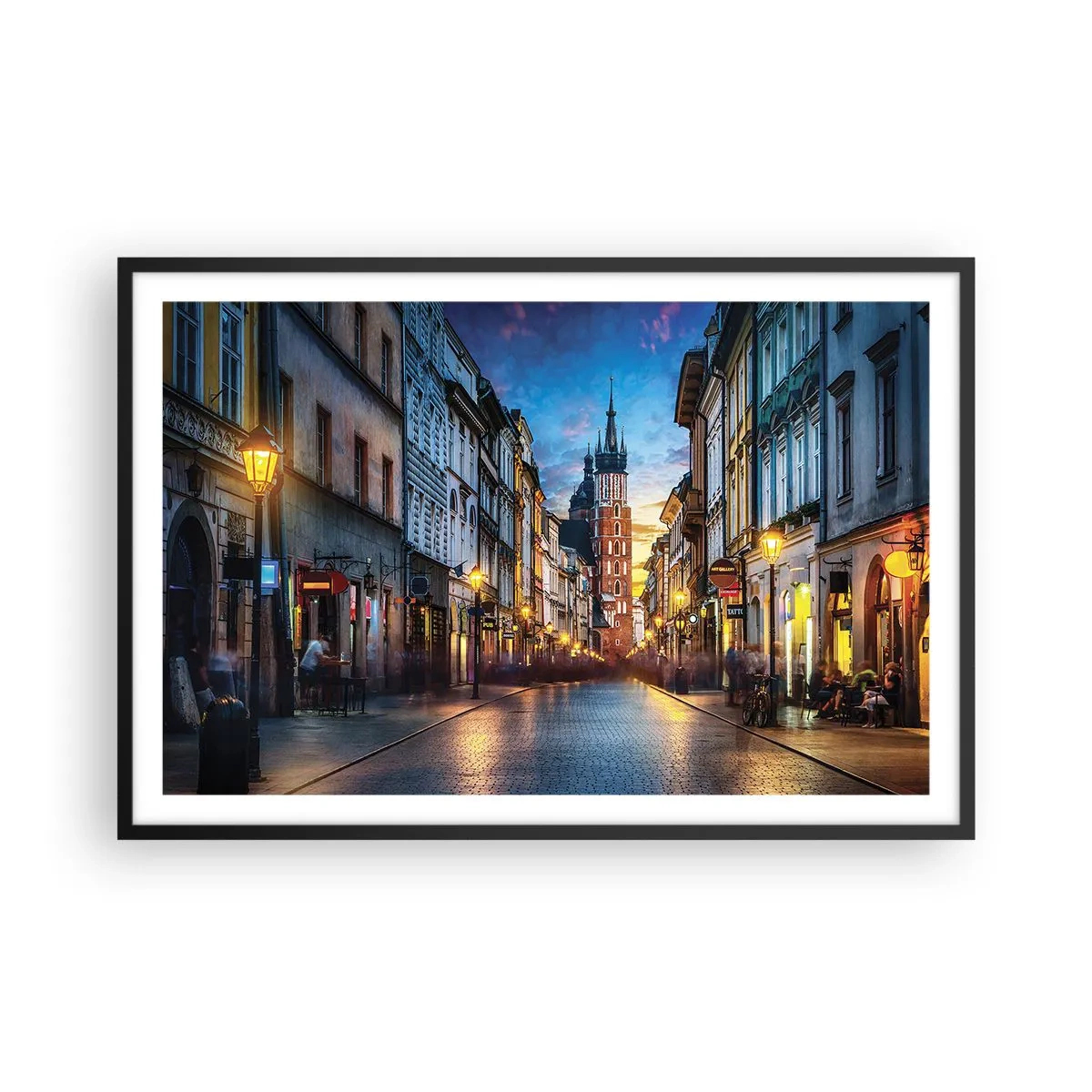 Pôster com moldura preta - O charme de Cracóvia - 91x61 cm