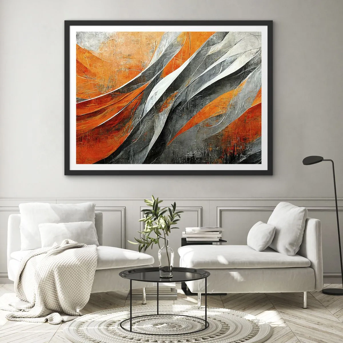 Pôster com moldura preta - Calor e frio - 70x50 cm