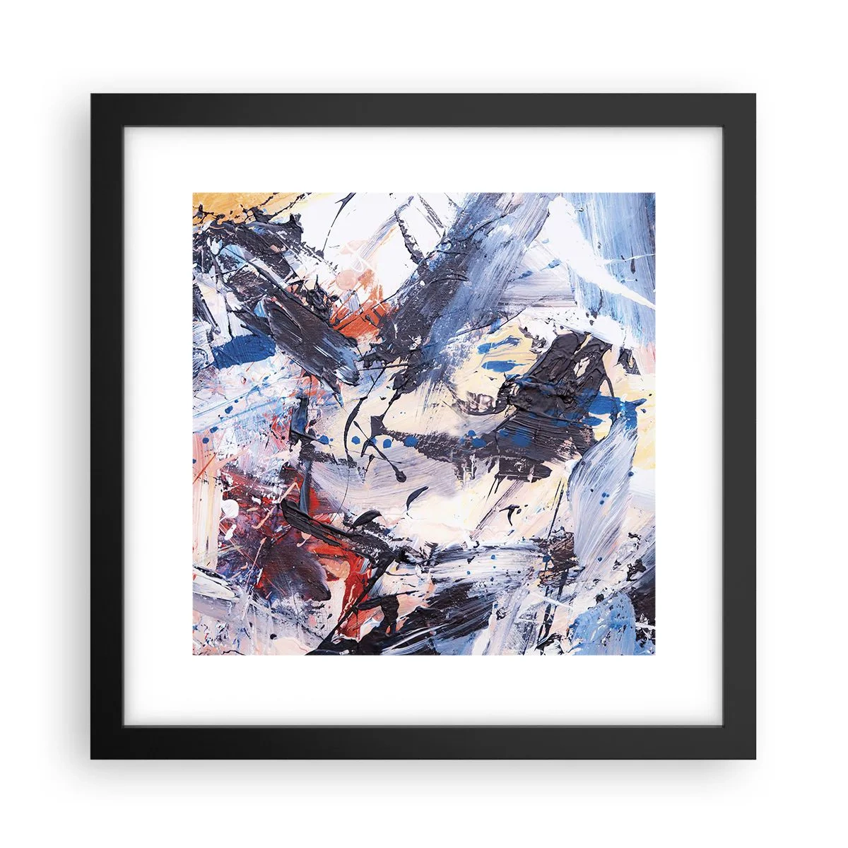 Pôster com moldura preta - Dança louca da abstração - 30x30 cm