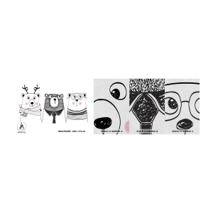 Amostra de papel de parede Premium Sand - Urso, ursinho e ursão - Para crianças, Urso, Ilustração - 100x30 cm