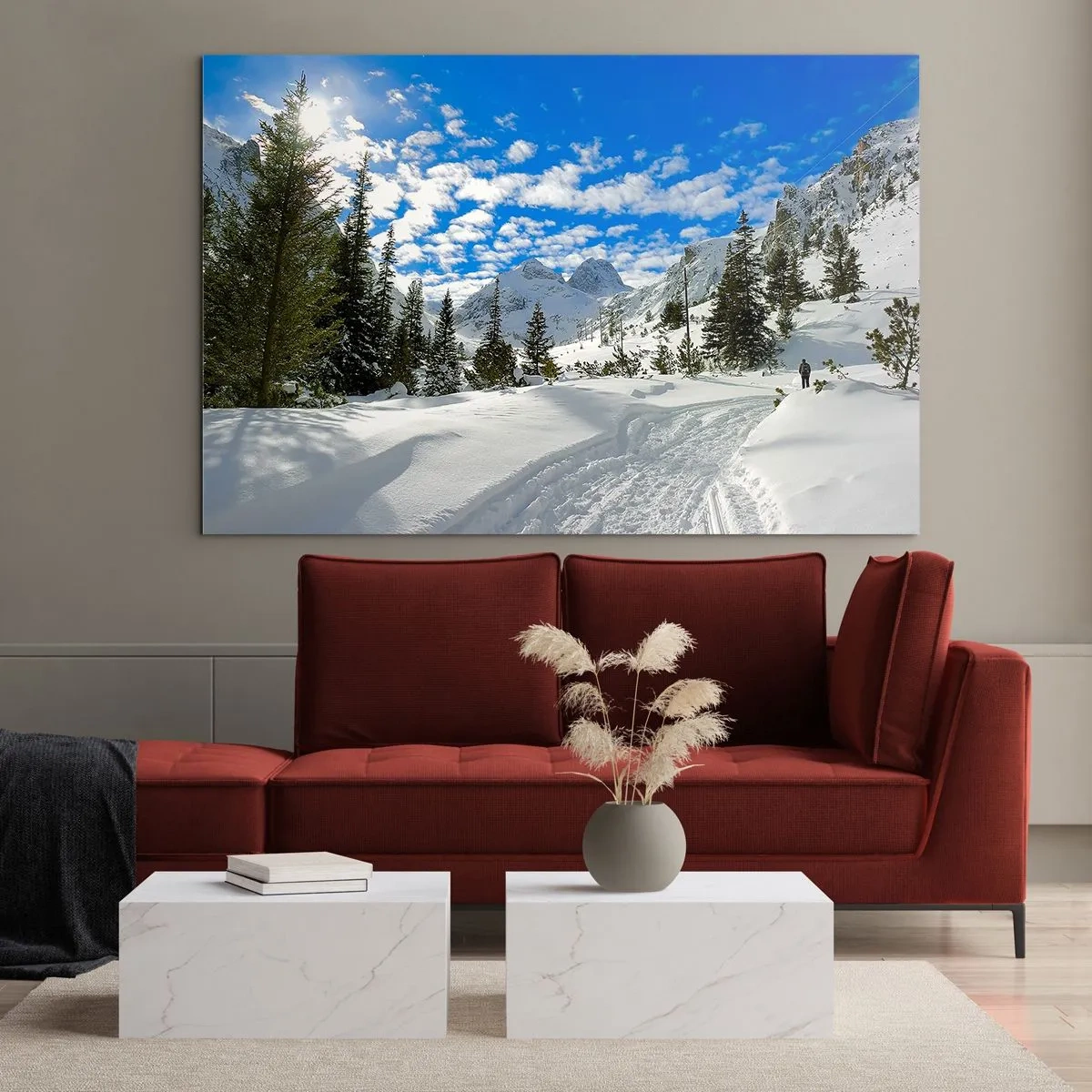 Quadro em vidro - Na neve e ao sol - 100x70 cm