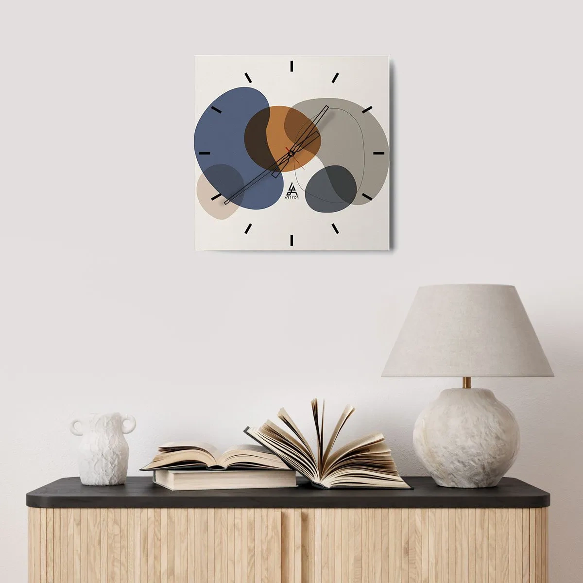 Relógio de parede - Relógio em vidro - Gotas de cor - 30x30 cm