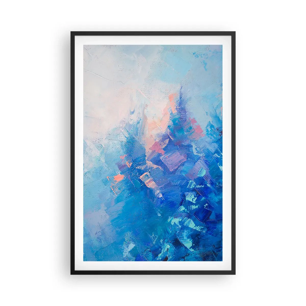 Pôster com moldura preta - Abstração de inverno - 61x91 cm
