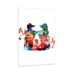 Quadro em vidro - Urso da moda - 50x70 cm