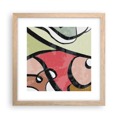 Pôster com moldura de carvalho claro - Piruetas entre cores - 30x30 cm