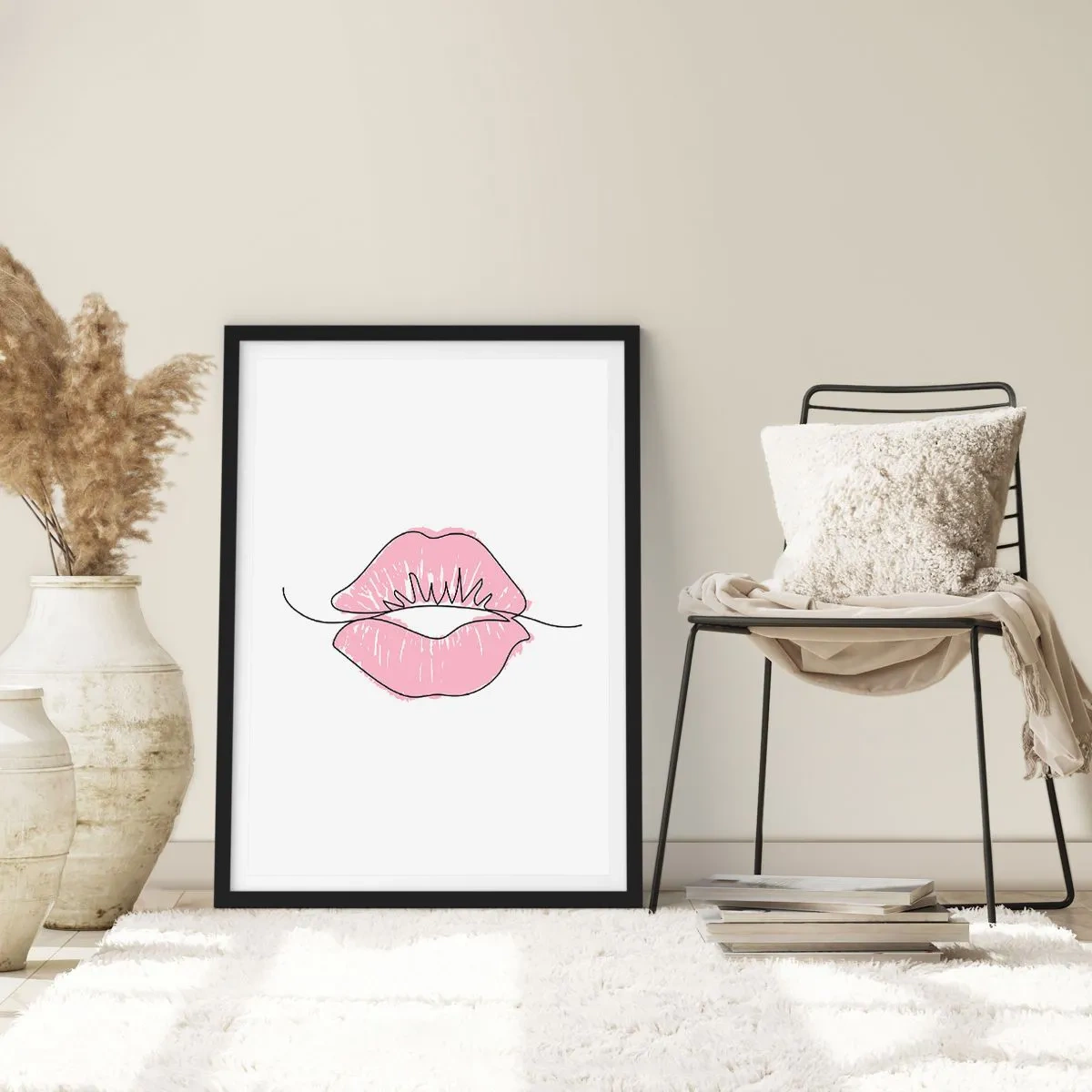 Pôster com moldura preta - Pronto para beijar? - 61x91 cm
