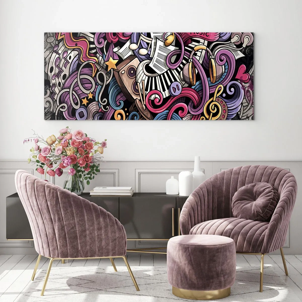 Quadro em vidro - Melodia complicada - 160x50 cm