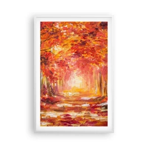 Pôster em moldura branca - Floresta de cobre - 61x91 cm