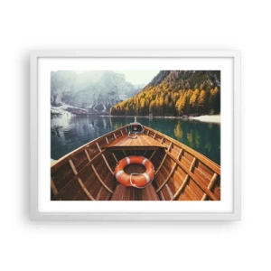 Pôster em moldura branca - Excursão na montanha - 50x40 cm