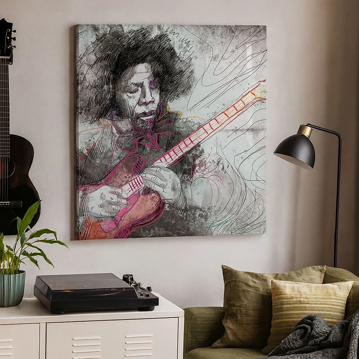 Quadro em tela - Nas ondas da música - 30x30 cm