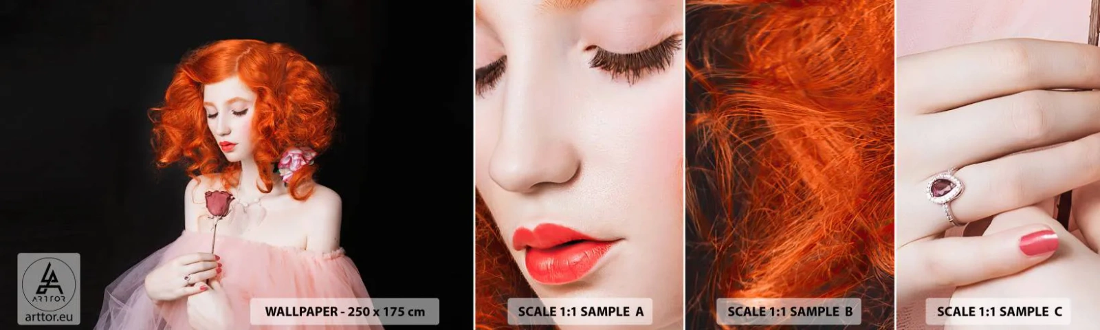 Amostra de papel de parede autocolante Deluxe Sticker - Em estilo barroco - Mulher, Modelo, Rosa - 100x30 cm