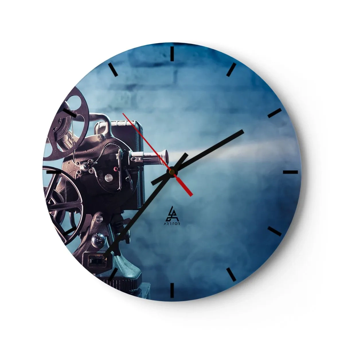 Relógio de parede - Relógio em vidro - No cinema antigo - 40x40 cm