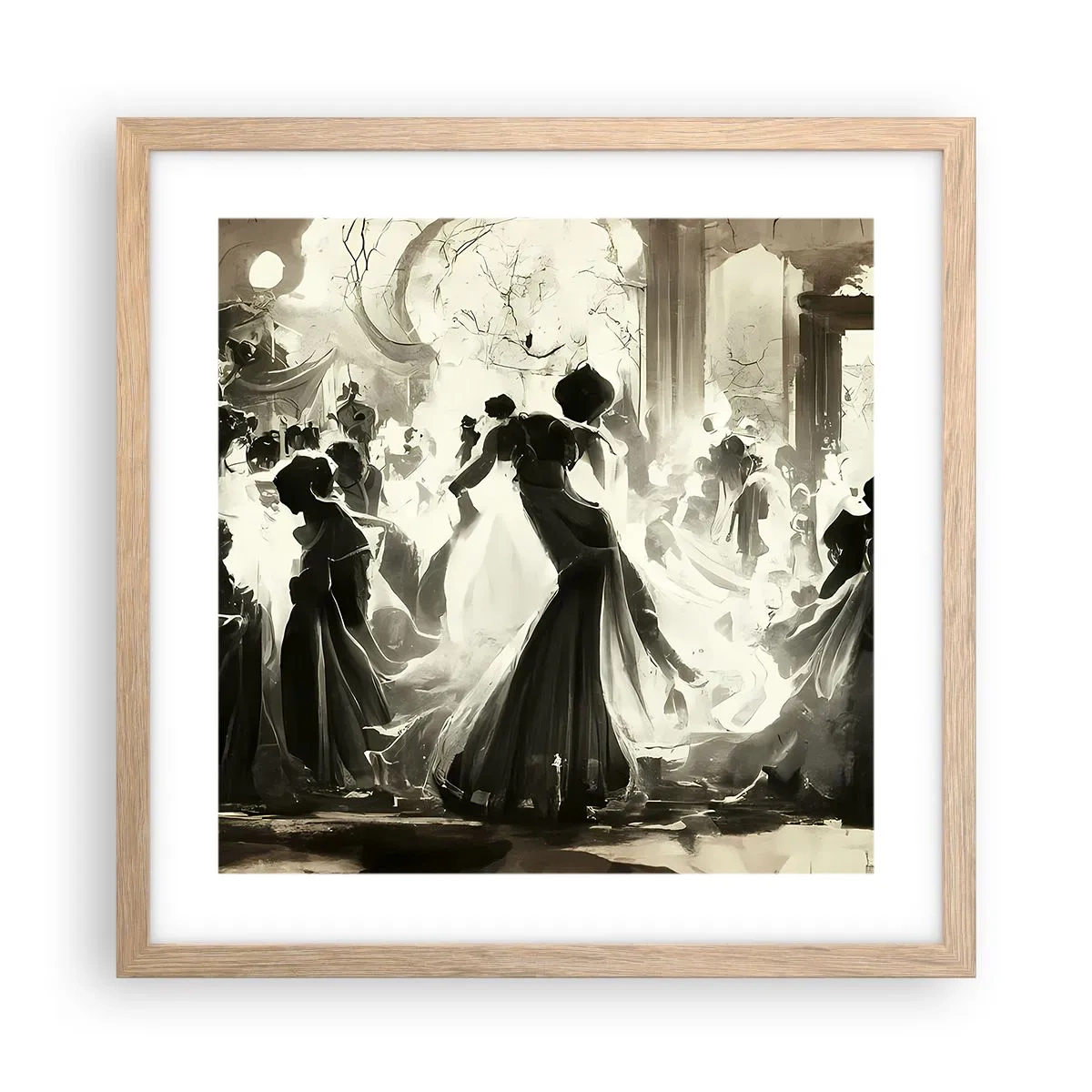 Pôster com moldura de carvalho claro - O grande baile de máscaras - 40x40 cm