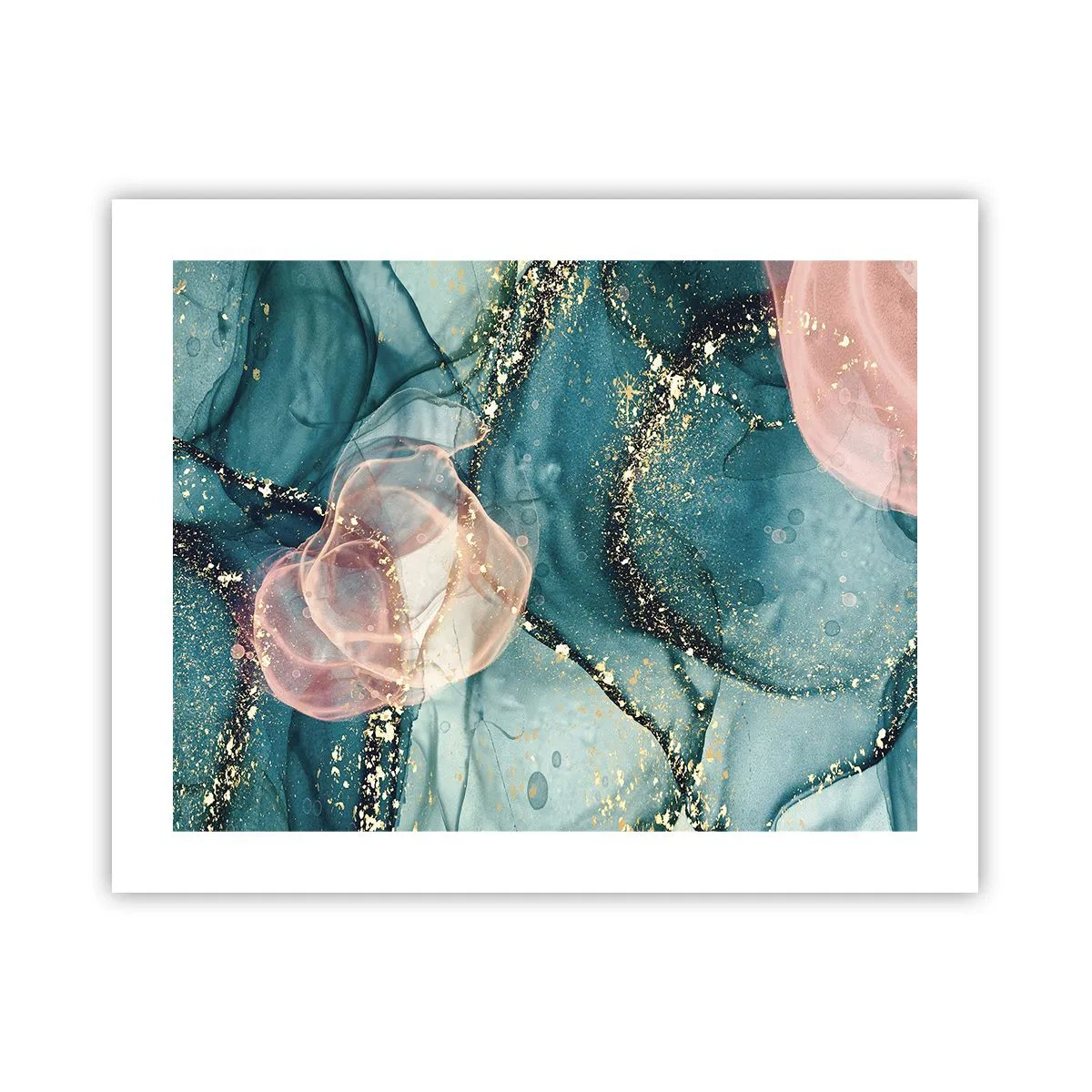 Pôster - Azul seda, rosa tule - 50x40 cm