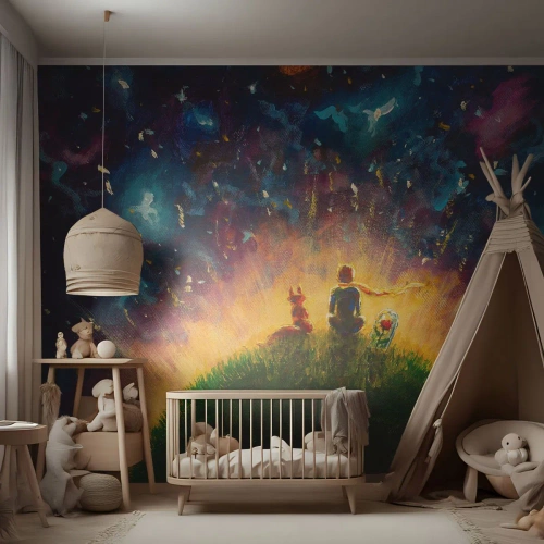 Papel de Parede Autocolante Deluxe Sticker - Amor e amizade - o mundo inteiro - Para crianças, Amizade, Abstração - 200x140 cm
