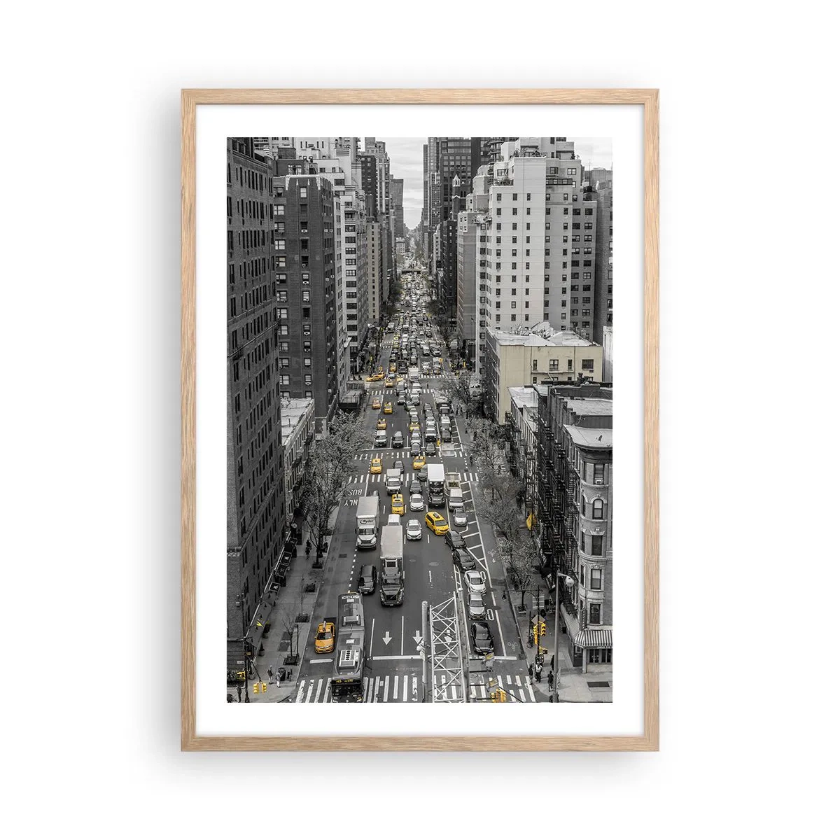 Pôster com moldura de carvalho claro - Vida em Nova York - 50x70 cm