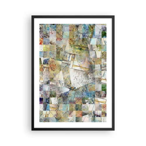 Pôster com moldura preta - Um mosaico abstrato de formas geométricas em tons terrosos. - 50x70cm - Embaralhamento geométrico - Decoração de parede moderna para a sala de estar e quarto ARTTOR