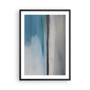 Pôster com moldura preta - Paisagem abstrata em tons de azul e cinza - 50x70cm - Paisagem horizontal - Decoração de parede moderna para a sala de estar e quarto ARTTOR