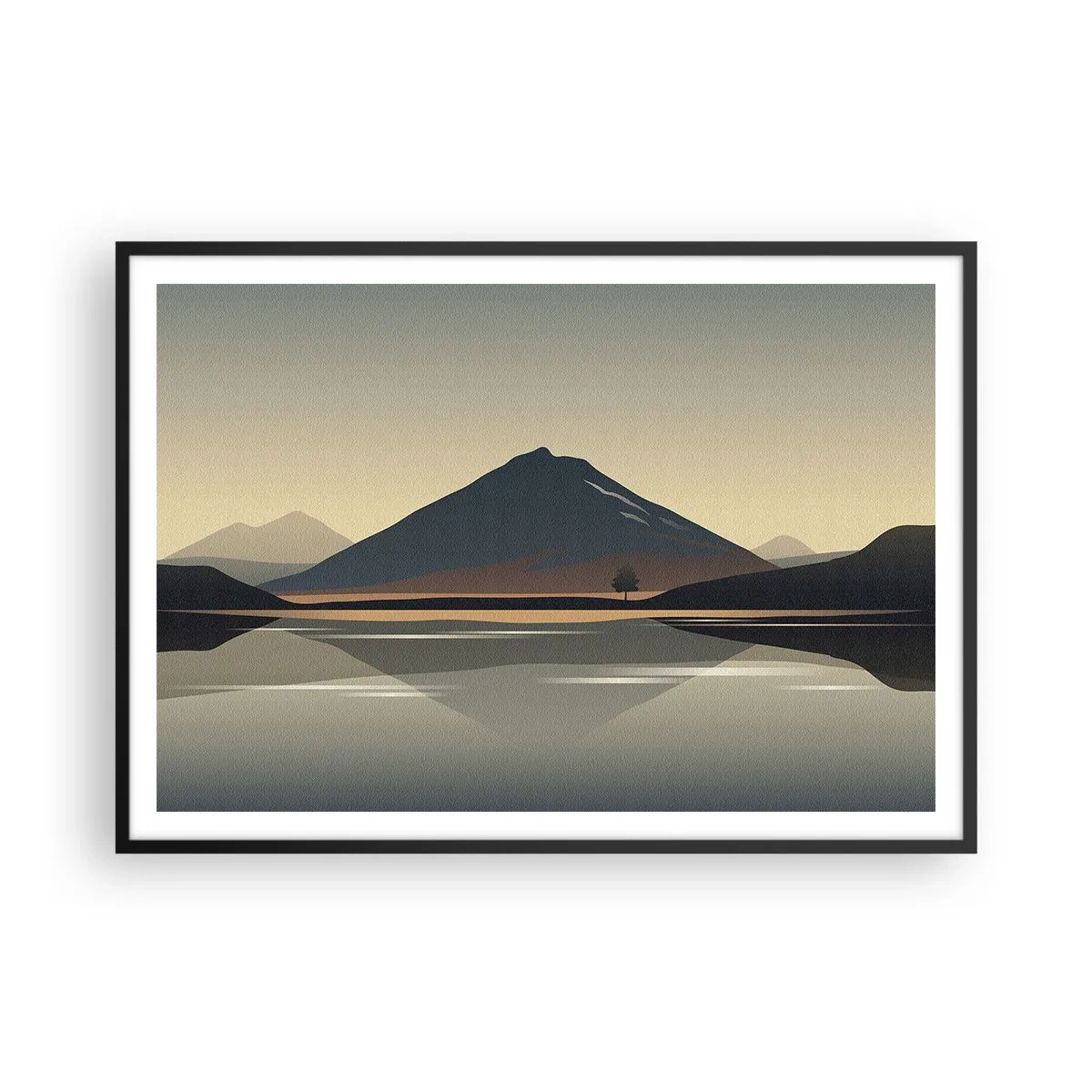 Pôster com moldura preta - Reflexo de espelho - 100x70 cm