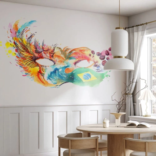 Papel de Parede Premium Sand - O Brasil lhe recebe com samba - Capuz, Carnaval, Abstração - 400x280 cm