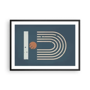 Pôster com moldura preta - Geometria em azul marinho - 70x50 cm