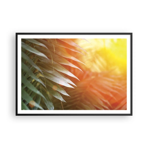 Pôster com moldura preta - Manhã na selva - 100x70 cm