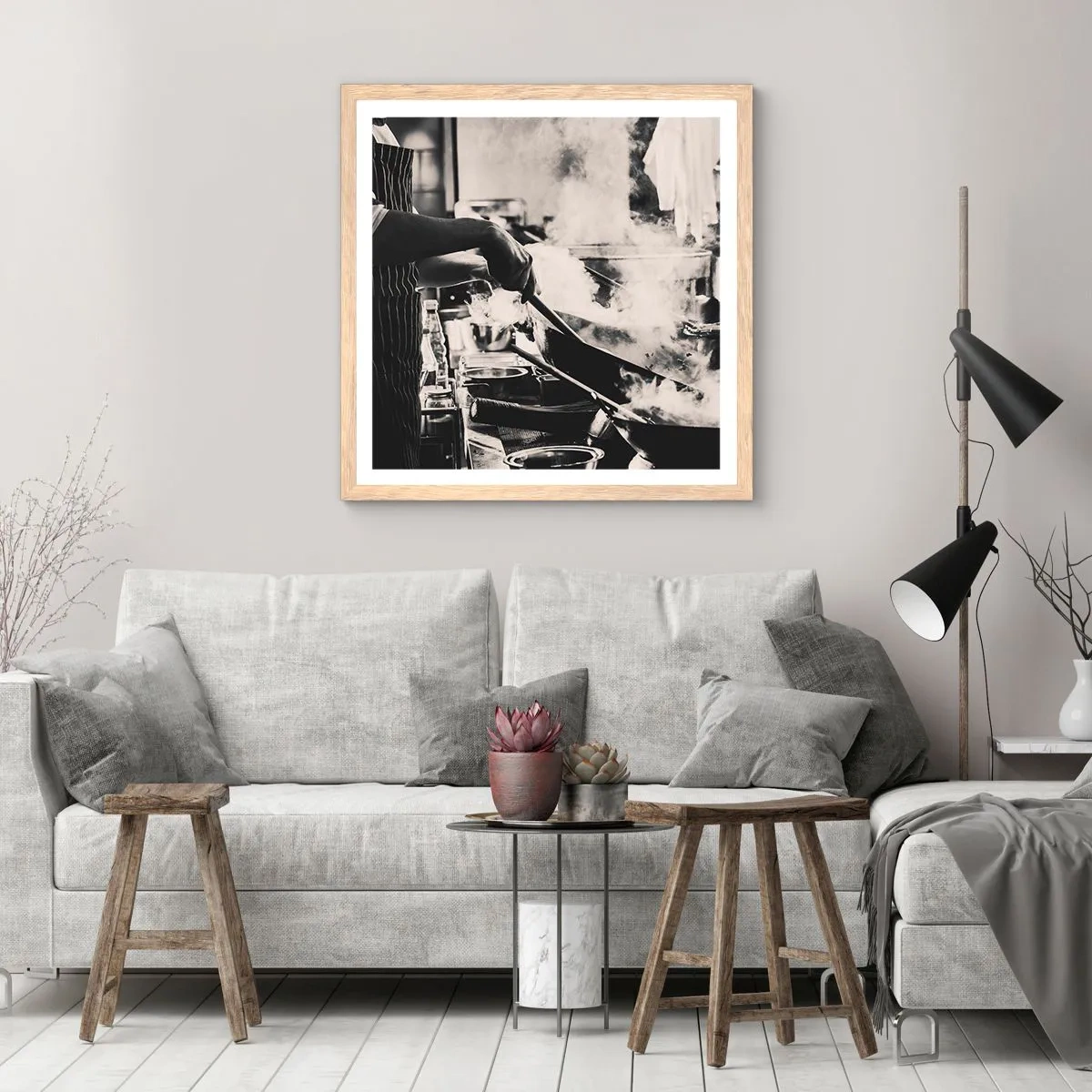 Pôster com moldura de carvalho claro - Alquimia de sabores - 50x50 cm