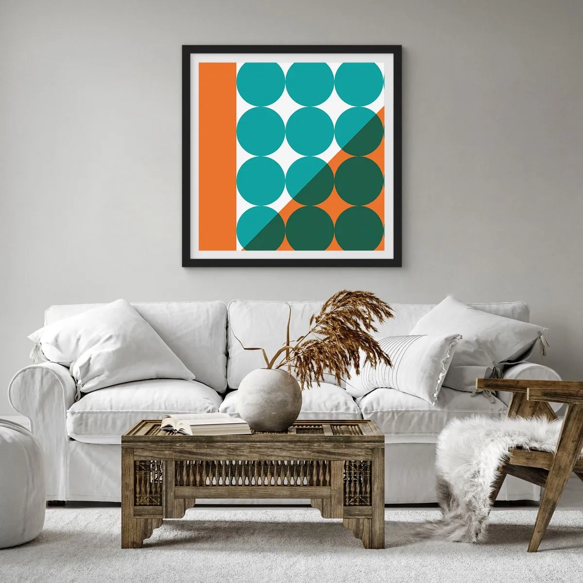 Pôster com moldura preta - Para cima e na diagonal - 60x60 cm