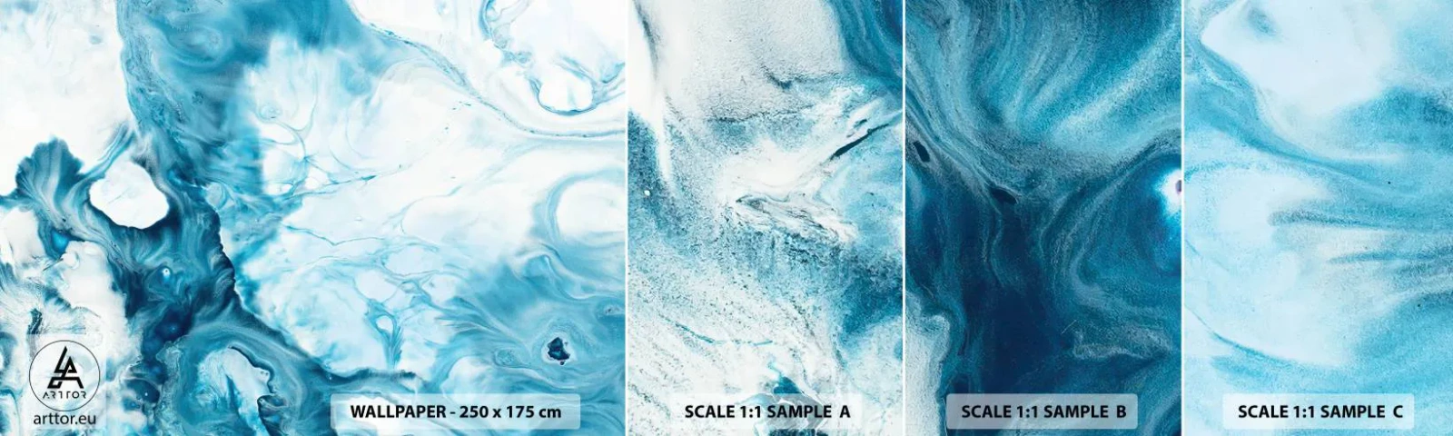 Amostra de papel de parede autocolante Deluxe Sticker - Concerto Azul - Abstração, Pedaço, Arte Moderna - 100x30 cm