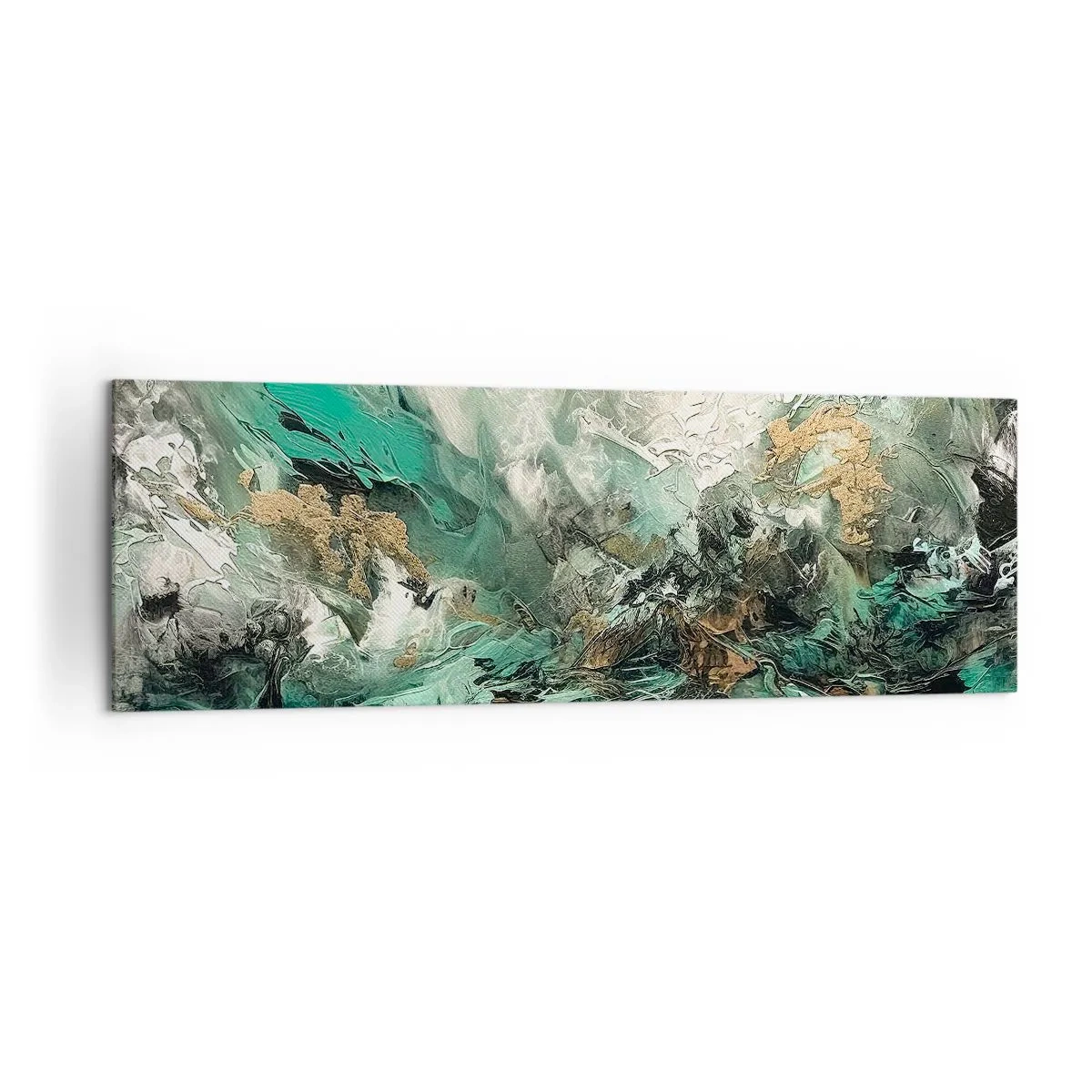 Quadro em tela - Surf esmeralda e preto - 160x50 cm