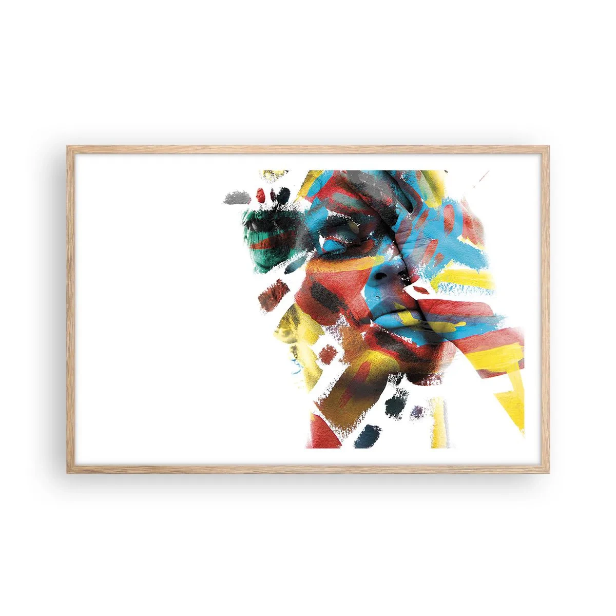 Pôster com moldura de carvalho claro - Personalidade colorida - 91x61 cm