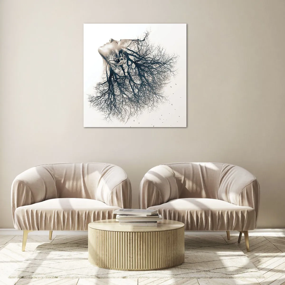 Quadro em vidro - Ouvir o sussurro da árvore - 50x50 cm