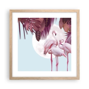 Pôster com moldura de carvalho claro - Três graças de pássaros - 40x40 cm