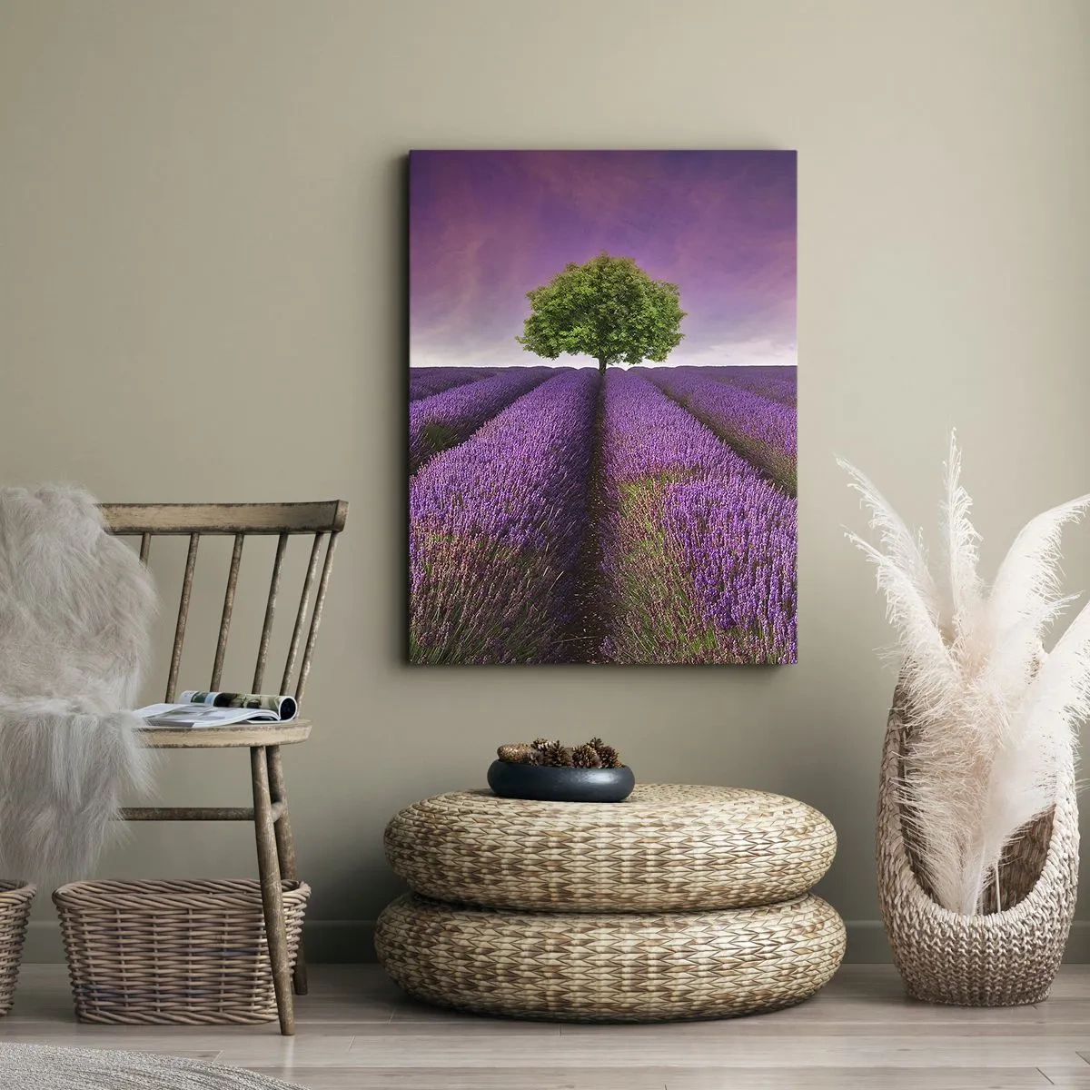 Quadro em tela - Nos campos de lavanda - 45x80 cm