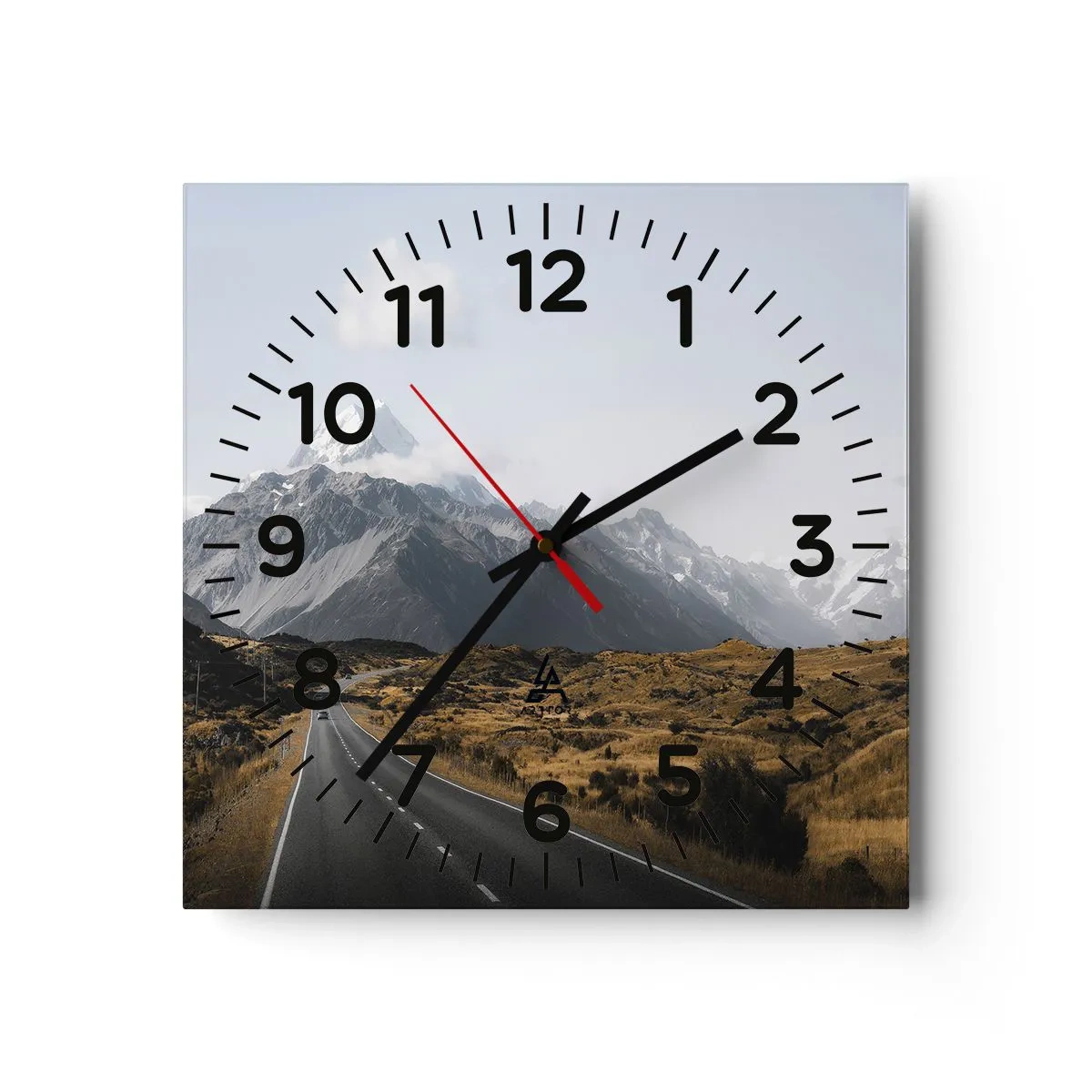 Relógio de parede - Relógio em vidro - O caminho para o coração das montanhas - 30x30 cm