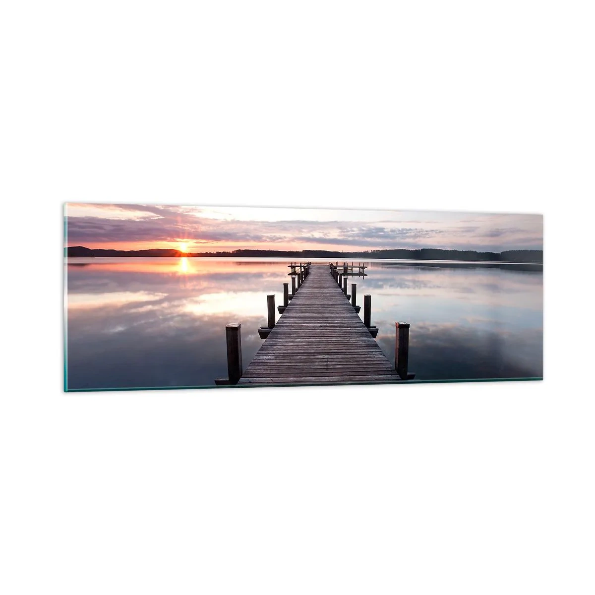 Quadro em vidro - A tranquila fronteira do dia e da noite - 90x30 cm