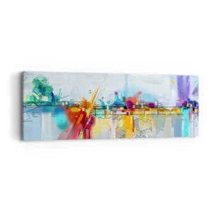Quadro em tela - Ponte da alegria sobre o rio da vida - 90x30 cm