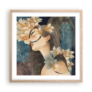 Pôster com moldura de carvalho claro - O conto da princesa com lírios - 50x50 cm