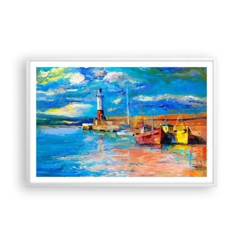 Pôster em moldura branca - Tarde na baía do arco-íris - 91x61 cm