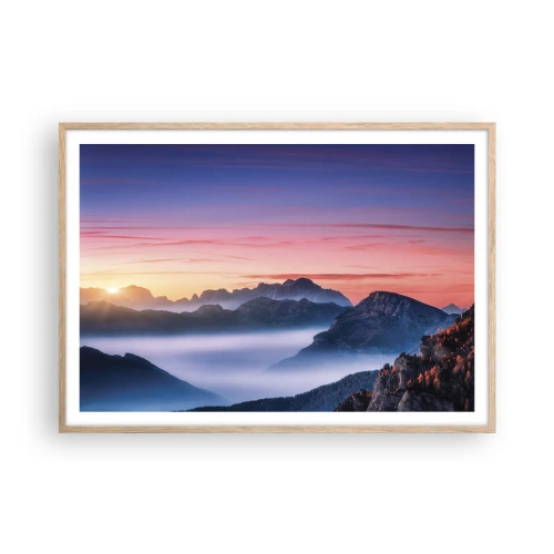 Pôster com moldura de carvalho claro - Acima dos vales - 100x70 cm
