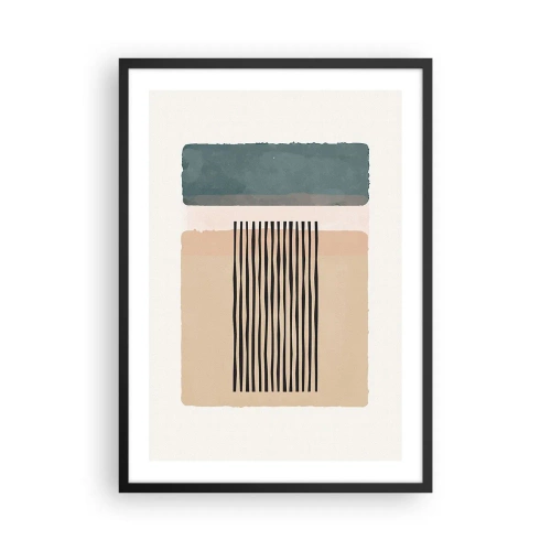 Pôster com moldura preta - Figuras geométricas abstratas em cores sutis - 50x70cm - Está tudo bem - Decoração de parede moderna para a sala de estar e quarto ARTTOR