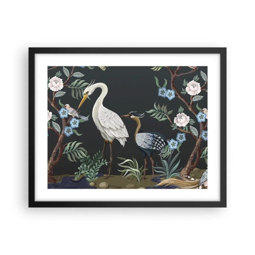 Pôster com moldura preta - Desfile de pássaros - 50x40 cm