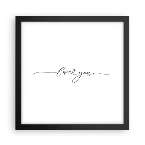 Pôster com moldura preta - Preto e branco - 30x30 cm