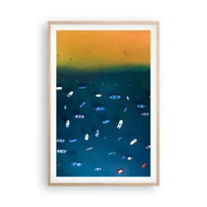 Pôster com moldura de carvalho claro - Jogo de férias - 61x91 cm