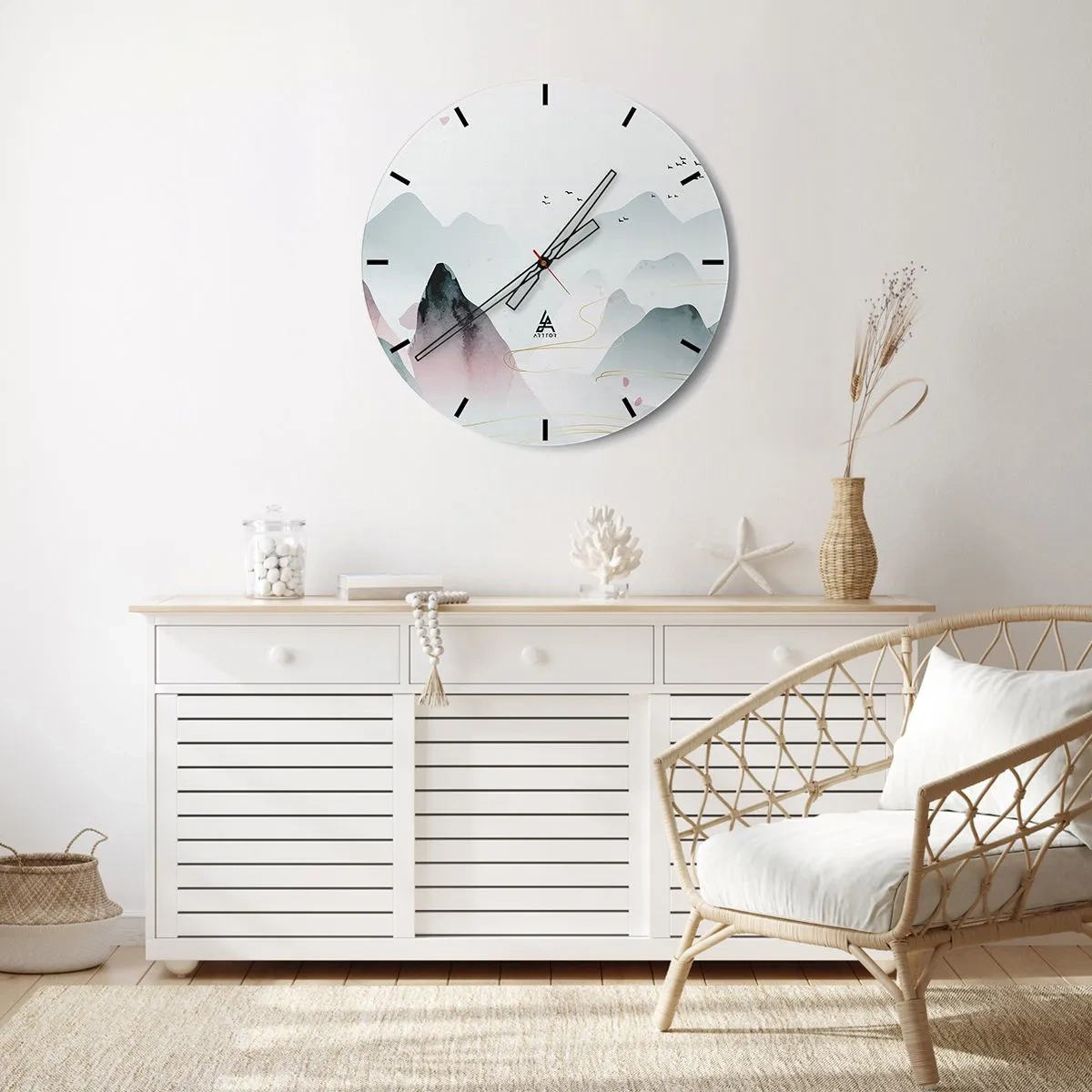 Relógio de parede - Relógio em vidro - Acima dos picos - 40x40 cm