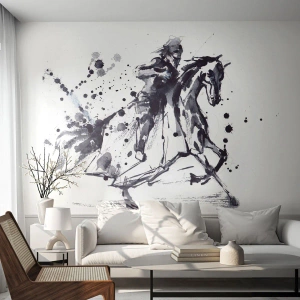Papel de Parede Autocolante Deluxe Sticker - Cavaleiro Negro - Abstração, Cavaleiro a cavalo, Armadura de cavaleiro - 150x105 cm