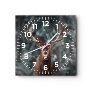 Relógio de parede - Relógio em vidro - O rei coroado da floresta  - 40x40 cm