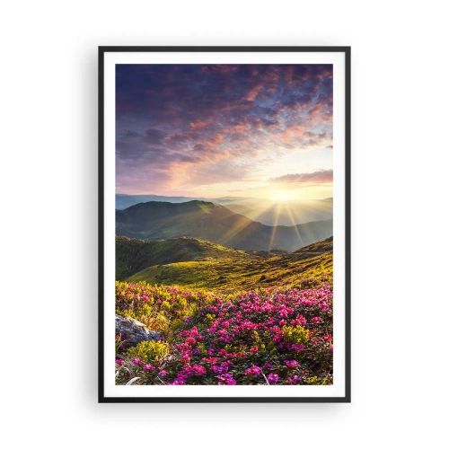 Pôster com moldura preta - A frescura de uma manhã nas montanhas - 70x100 cm