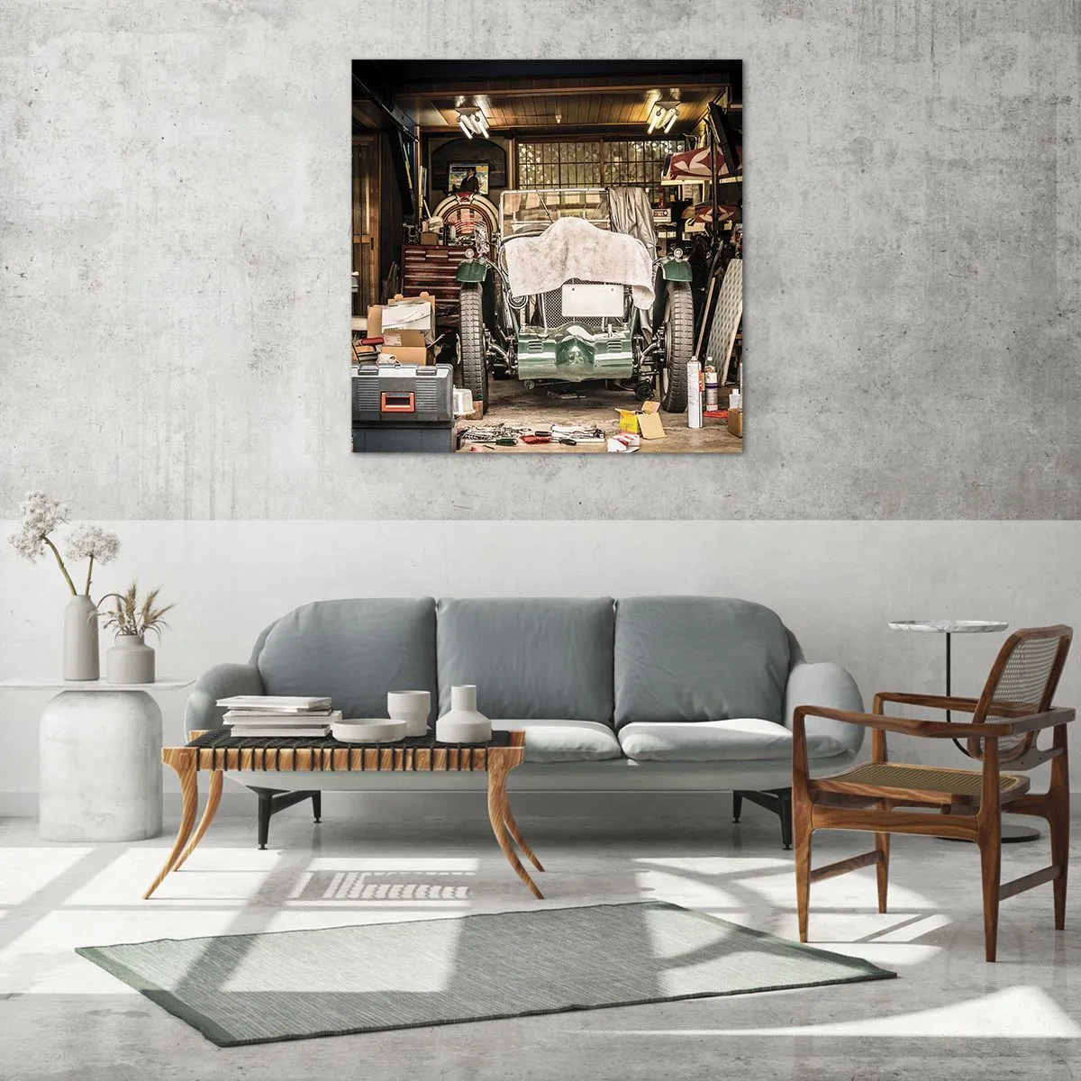 Quadro em vidro - De volta ao passado - 30x30 cm